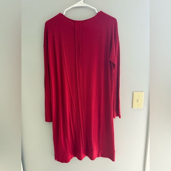 Eileen Fisher Womens Red Viscose Jersey Long Sleeve Shift Dress SX SM Stretch - Picture 6 of 8